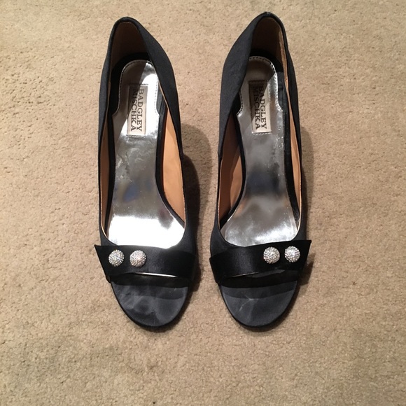 Badgley Mischka Banner black satin heel - Picture 5 of 8